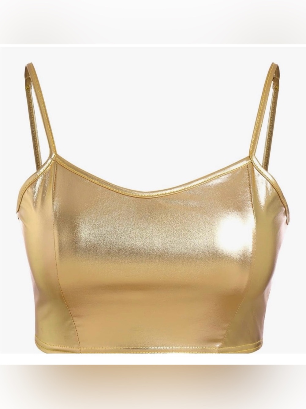 Gold Metallic Crop Cami Top - Women